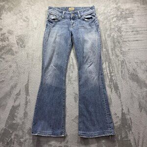 BKE Culture Jeans Womens 27 Bootcut Distressed Denim Embroidered Medium Wash